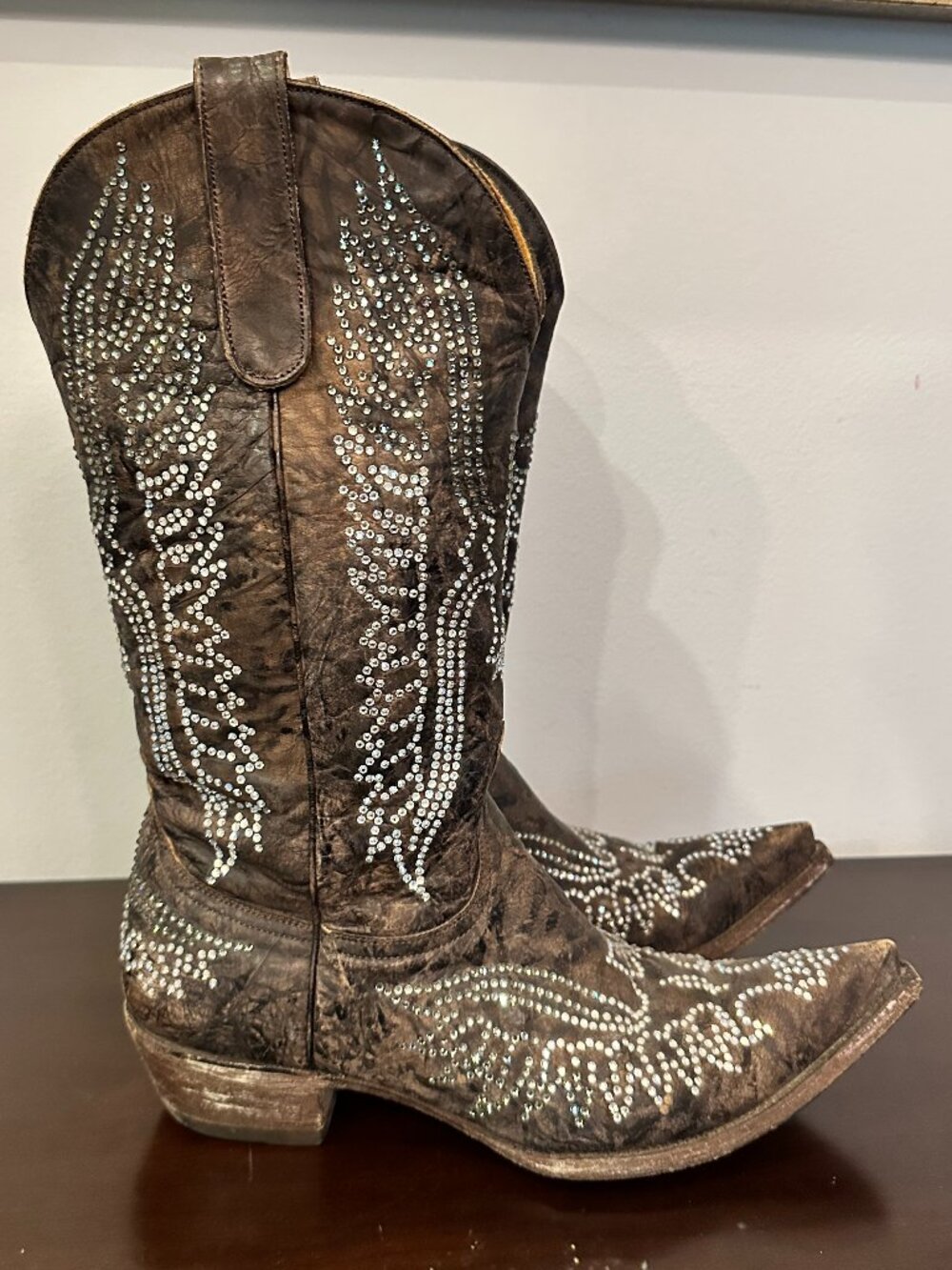 Old Gringo Eagle Swarovski Crystal Brown Western Cowboy Boots Women's Size 10B
